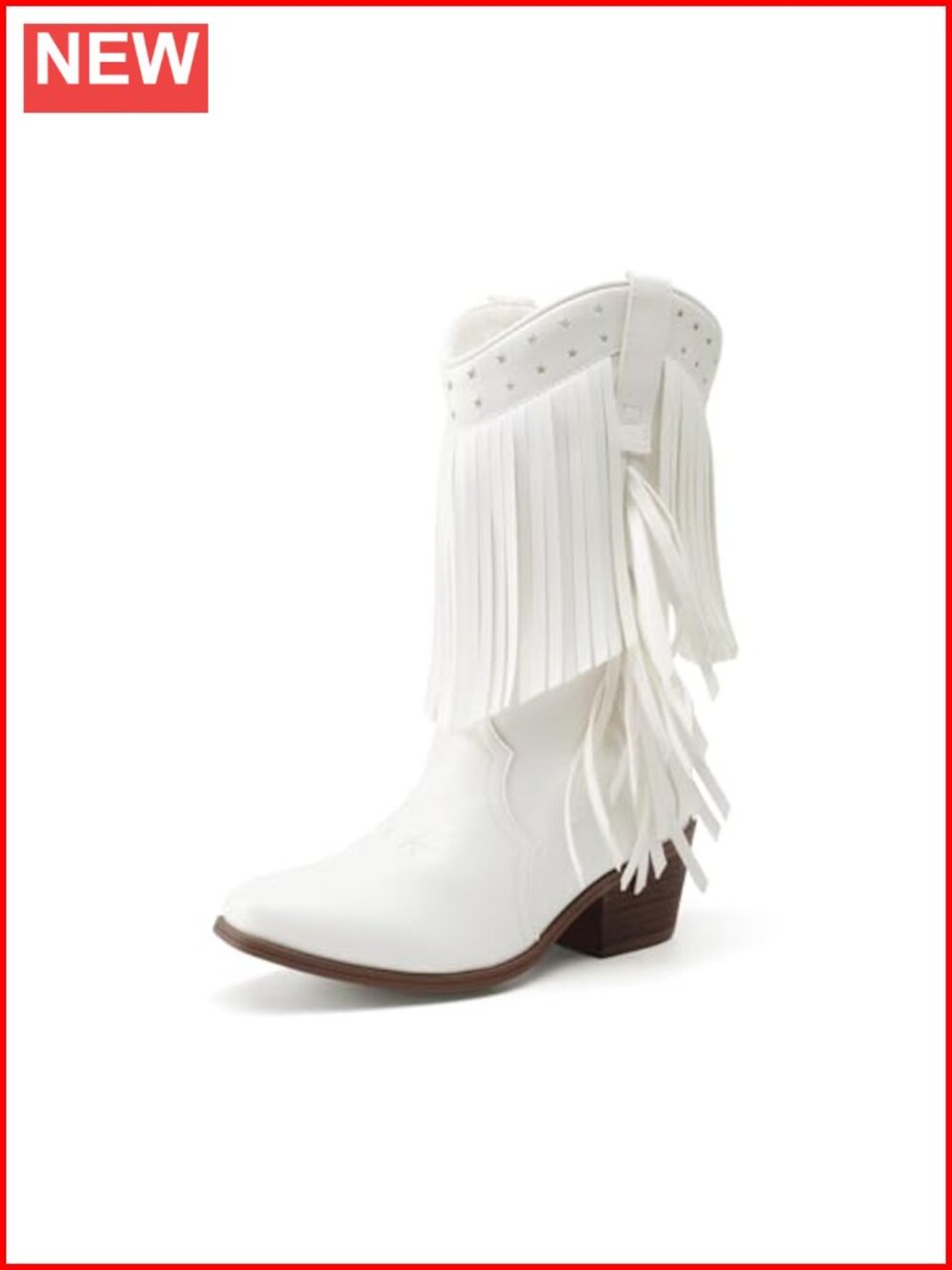 Girls Cowboy Western Boots Faux Leather Square Toe Mid-Calf
